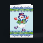 Festividades Top Hat Snowman - Cartão de Saudação<br><div class="desc">Uma carta de boas-vindas da época de inverno de um boné de neve em um chapéu.</div>