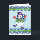 Festividades Top Hat Snowman - Cartão de Saudação<br><div class="desc">Uma carta de boas-vindas da época de inverno de um boné de neve em um chapéu.</div>