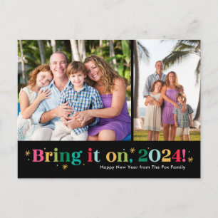 Festividades Traga-o em duas fotos cartão postal de Ano Novo fe