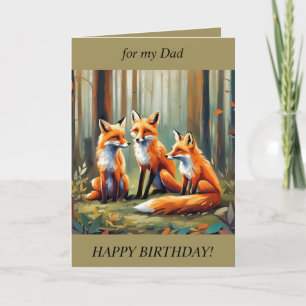 Festividades Três raposas no Cartão de Aniversário da floresta