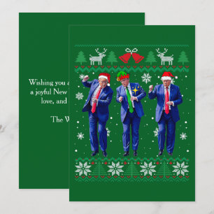 Festividades Trump Santa Hat Dança Green Cartão de Natal