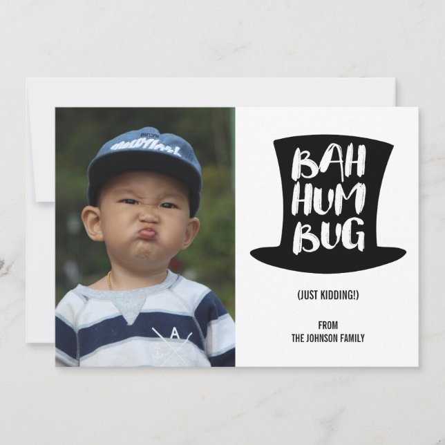 Festividades Um Cartão com fotos de Natal Carol Bah Humbug Holi (Frente)