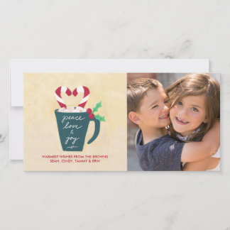 Festividades Um Cartão com fotos de Paz, Amor e Alegria