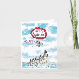 Festividades Um Cartão De Aniversário Com Pinguim