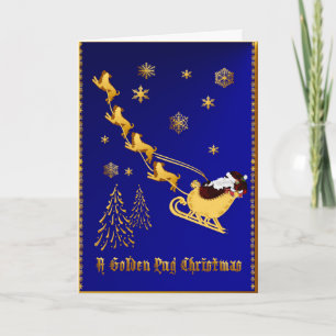 Festividades Um Cartão de Natal De Pug Ouro