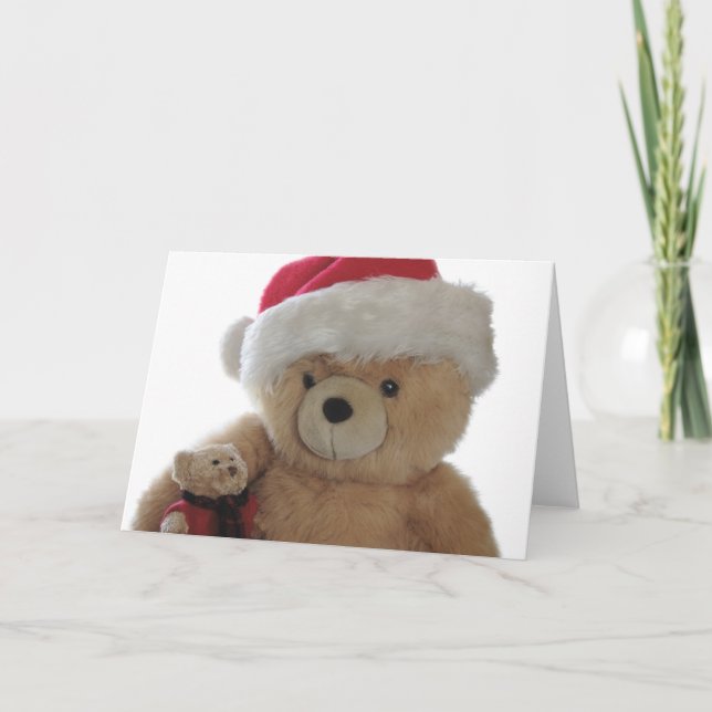 Festividades Urso do papai noel com pouco cartão de Natal do (Frente)