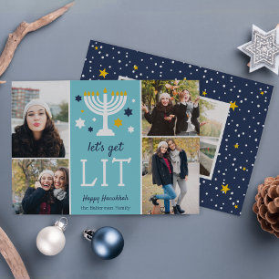 Festividades Vamos Sair Cartão de Colagem Fotográfica Hanukka