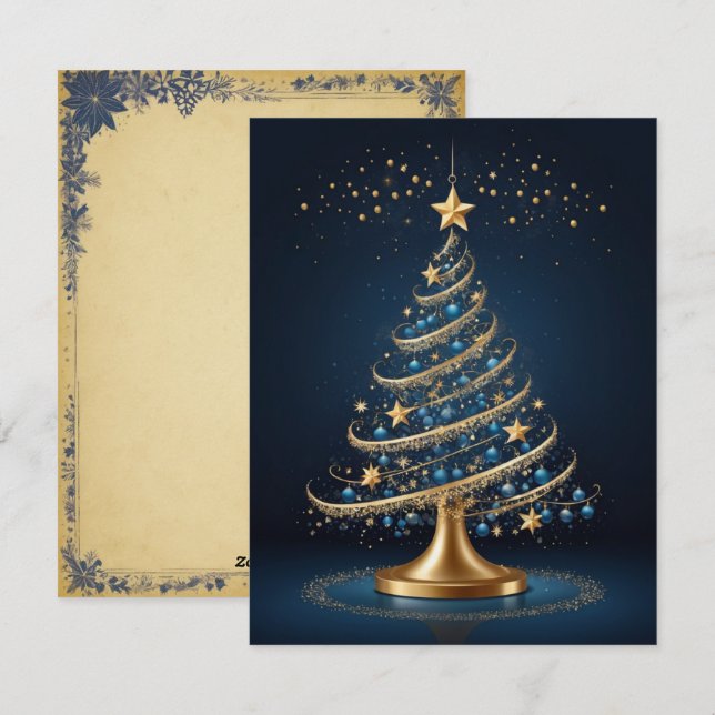 Festividades Vela de Árvore Natal Elegante e Cartão de Presente (Frente/Verso)