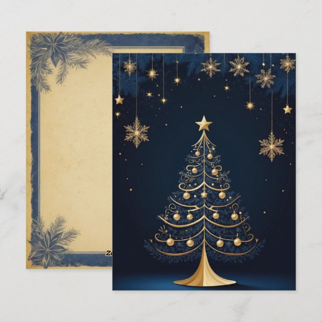 Festividades Vela de Árvore Natal Elegante e Cartão de Presente (Frente/Verso)