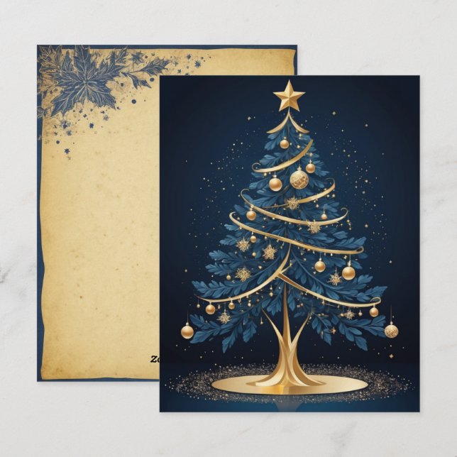 Festividades Vela de Árvore Natal Elegante e Cartão de Presente (Frente/Verso)