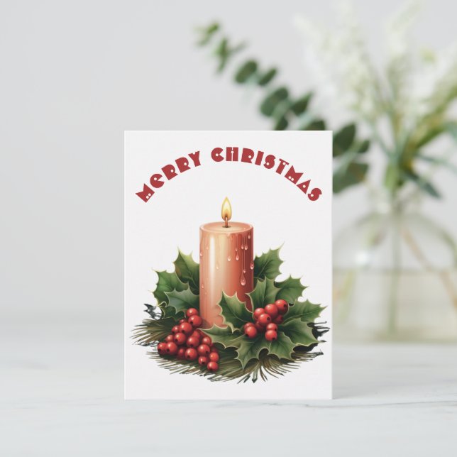 Festividades Vela Queimando - Cartão de Natal (Em pé/Frente)