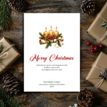 Velas quentes de Natal cartão de saudação de azevi
