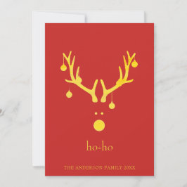 Festividades Vermelho de rena de ouro com cartão de Natal diver