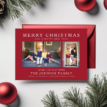 Vermelho Feliz Natal Nova Casa Foto Cartão de Féri
