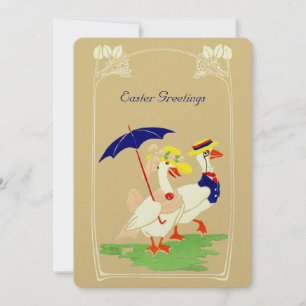 Festividades Vintage Art Nouveau Ducks Cartão de Férias de P