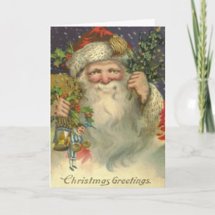 Festividades Vintage Art Victorian Papais noeis Cartão de Natal