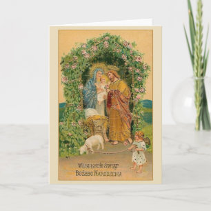 Festividades Vintage Cartão de Natal Religioso Polonês