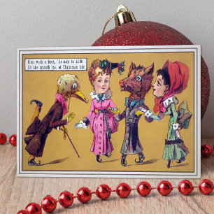 Festividades Vintage - Cartão de Natal Vitoriano De Sking Odd