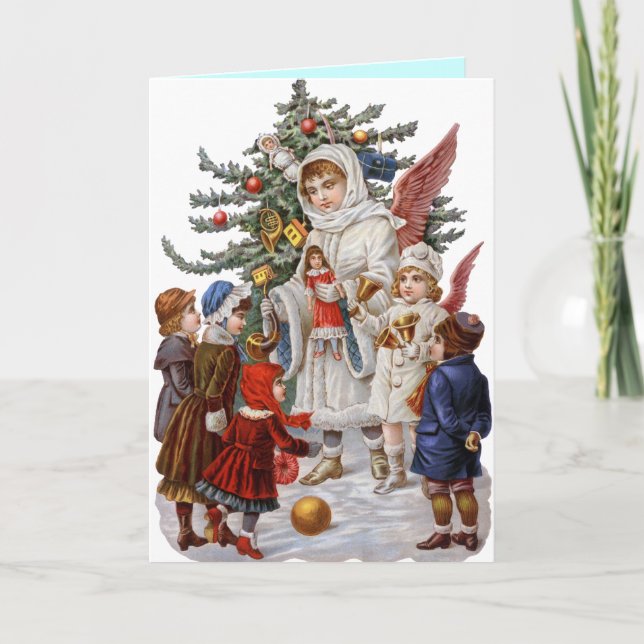 Festividades Vintage com cartão de Natal velho (Frente)