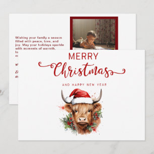 Festividades Vintage Cow Feliz Cartão de Feliz ano novo de Nata