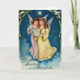 Festividades Vintage do cartão de Natal do anjo