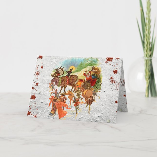 Festividades Vintage Fantasy Cartão de Véspera de Natal (Frente)