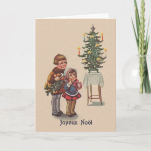 Festividades Vintage French Joyeux Noël Cartão de Natal