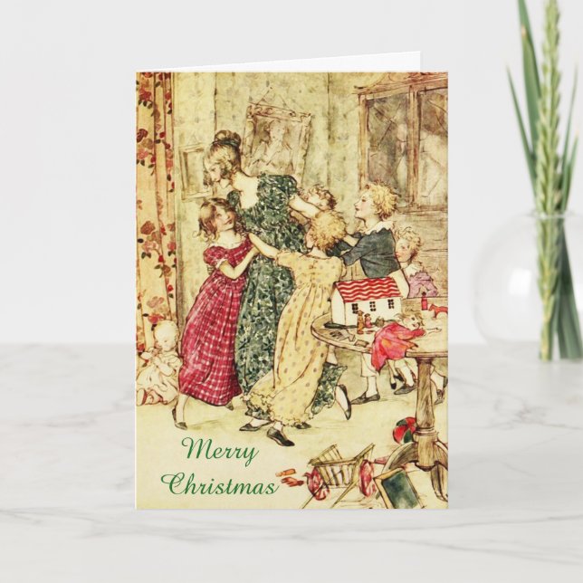 Festividades Vintage Lady com Cartão de Natal para Crianças (Frente)