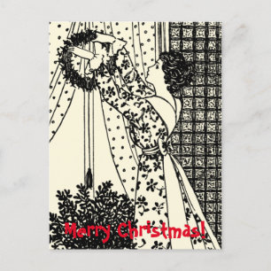 Festividades Vintage Lady com cartão postal de Natal