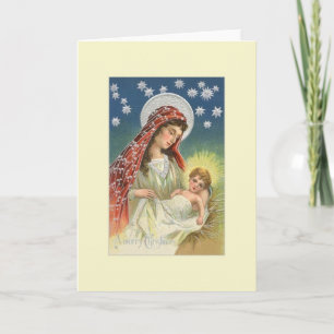 Festividades Vintage Madonna e Cartão de Natal para Crianças