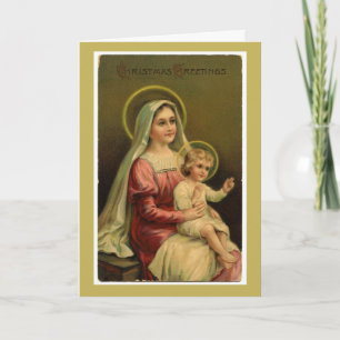Festividades Vintage Madonna e Cartão de Natal para Crianças