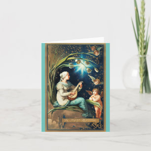 Festividades Vintage Maiden e Angels Feriado Cartão de Natal