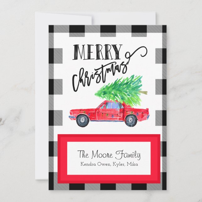 Festividades Vintage Mustang Cartão de Natal (Frente)