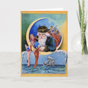 Festividades Vintage Papai Noel sobre o Cartão de Saudação do M