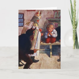 Festividades Vintage Papais noeis, Krampus e Cartão de Natal pa