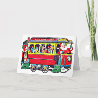 Festividades Vintage Papais noeis Treinam Cartão de Natal