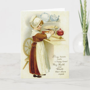 Festividades Vintage Pilgrim Baker Cartão de Saudação de Ação d
