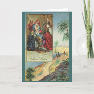 Festividades Vintage Religião Cartão de Natal Italiano