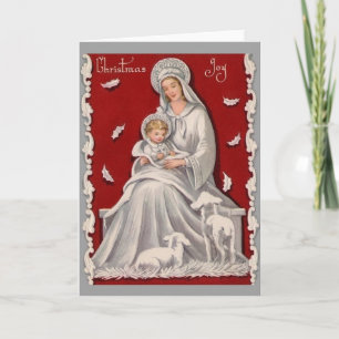 Festividades Vintage Religião Madona e Cartão de Natal para Cri