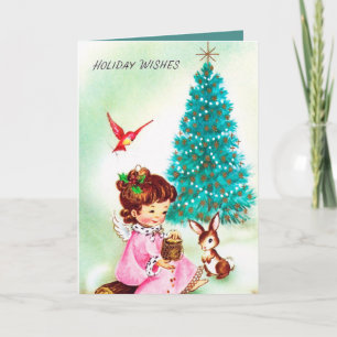 Festividades Vintage retro Natal Anjo adicionar cartão de texto