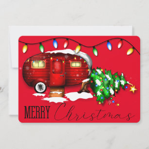 Festividades Vintage Retro Red Camper Cartão de Natal