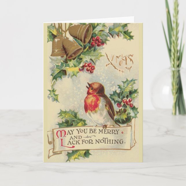Festividades Vintage Robin Christmas - Cartão de saudação (Frente)