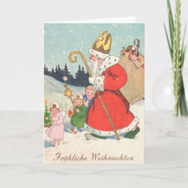 Festividades Vintage Ruas Alemãs. Cartão de Natal de Nickolas (Frente)