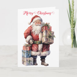 Festividades Vintage Santa Claus Cartão de Voto de Natal