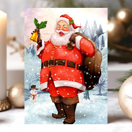 Festividades Vintage Santa Claus No Cartão Postal De Férias Da 