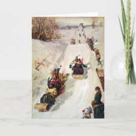Festividades Vintage Tobogganing do KRW cartão de 1886 feriados