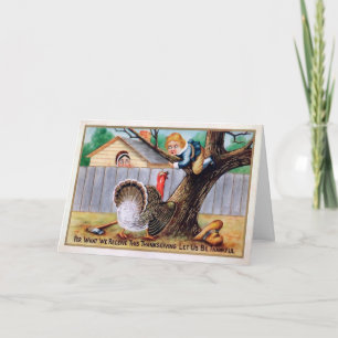 Festividades Vintage Turquia Ataca Cartão de Ação de Graças