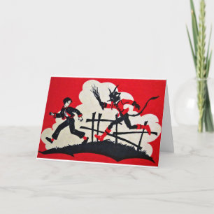 Festividades Vintage Victorian Krampus Cartão de Natal