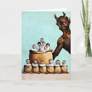 Festividades Vintage Victorian Krampus Cartão de Natal