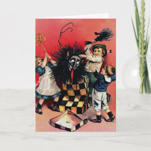 Festividades Vintage Victorian Krampus Cartão de Natal